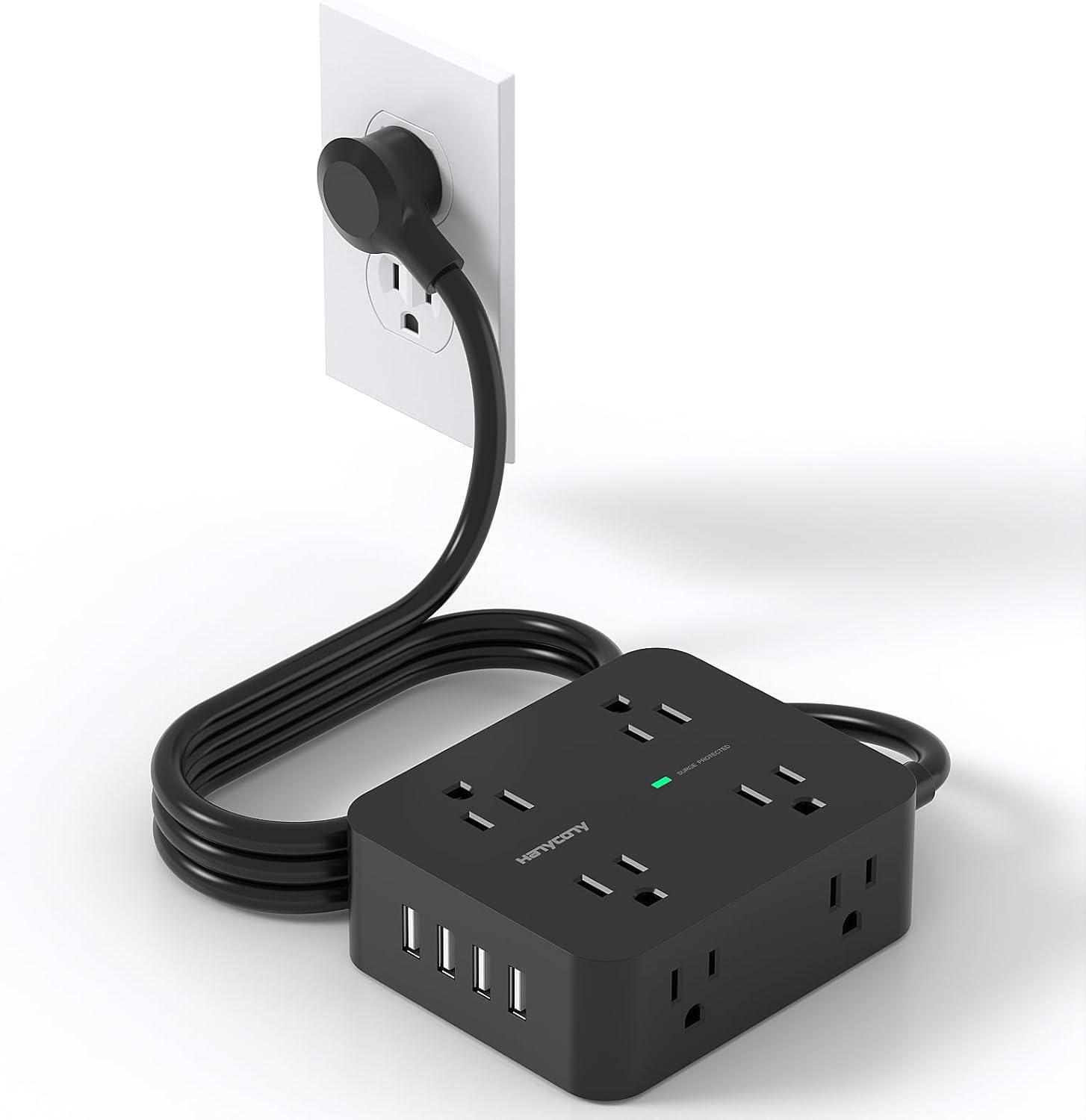 image10 Ft Power Strip Long Cord HANYCONY Extension Cord Surge Protector with Flat Plug 8 Outlets 4 USB Charging Station2 USB C Wall Multiple Plug Outlet Extender for Home Office Desk5Ft