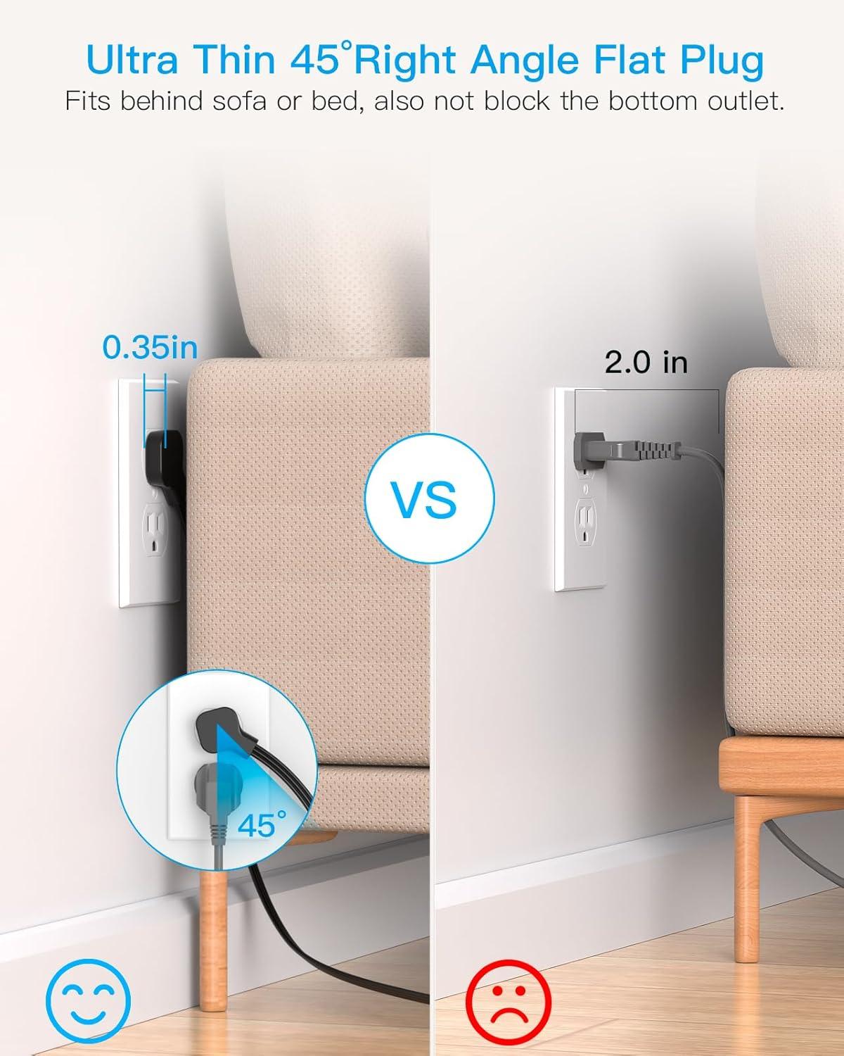 image10 Ft Power Strip Long Cord HANYCONY Extension Cord Surge Protector with Flat Plug 8 Outlets 4 USB Charging Station2 USB C Wall Multiple Plug Outlet Extender for Home Office Desk10Ft