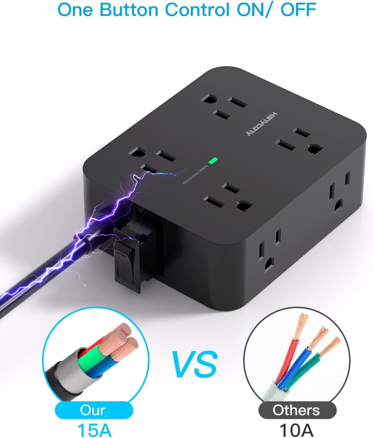 image10 Ft Power Strip Long Cord HANYCONY Extension Cord Surge Protector with Flat Plug 8 Outlets 4 USB Charging Station2 USB C Wall Multiple Plug Outlet Extender for Home Office Desk5Ft