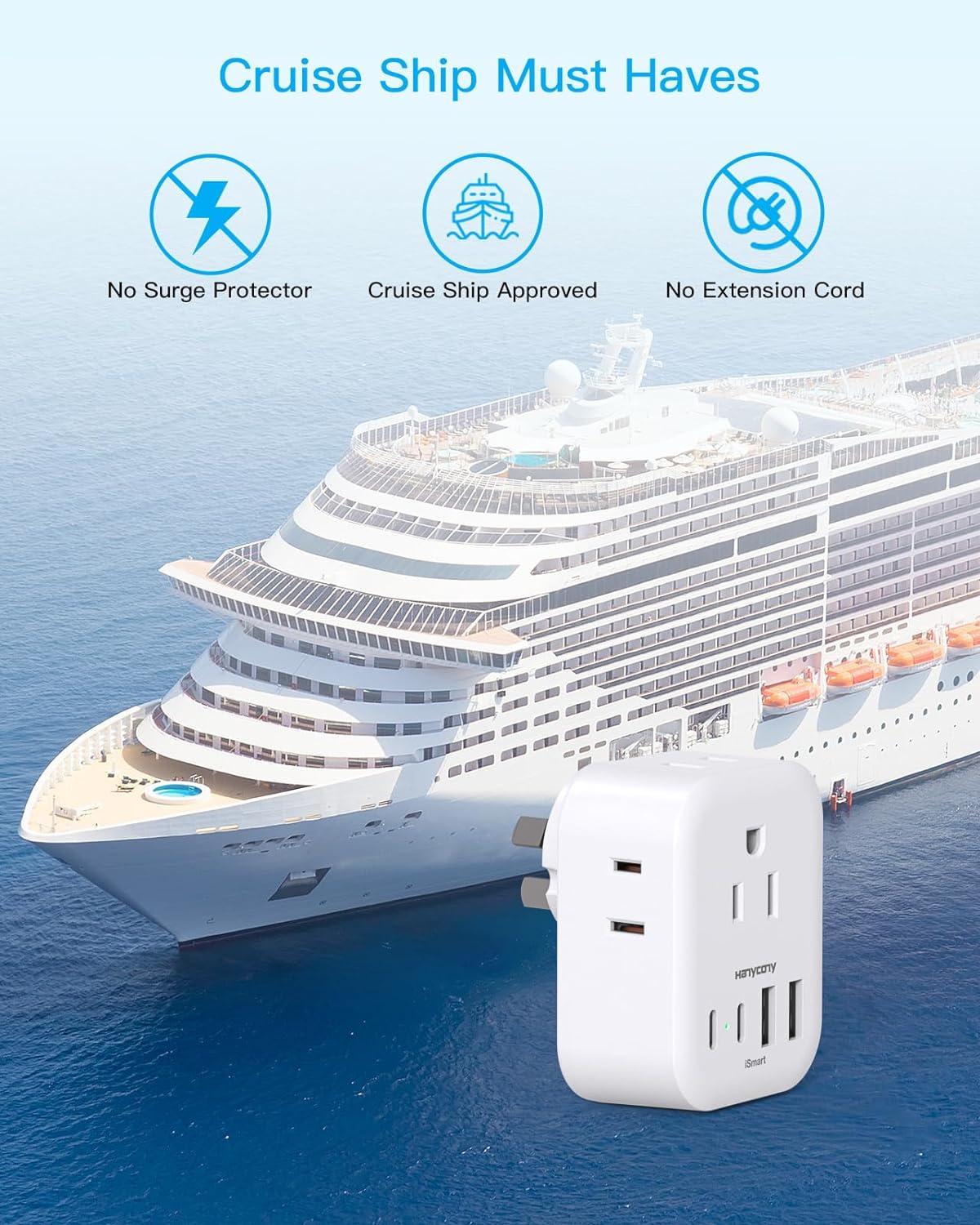 image2 Pack US to India Plug Adapter HANYCONY Type D Travel Plug Adapter with 4 Outlets 4 USB Charger 2 USB C Ports India Power Adapter for USA to India Bangladesh Maldives Pakistan Nepal SudanType I  Australia China