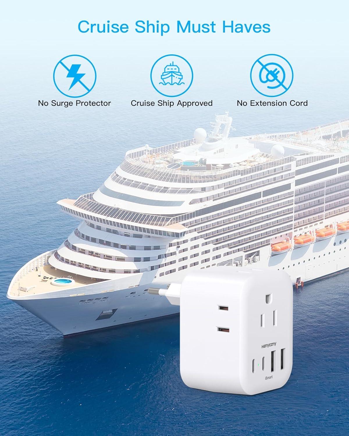 image2 Pack US to India Plug Adapter HANYCONY Type D Travel Plug Adapter with 4 Outlets 4 USB Charger 2 USB C Ports India Power Adapter for USA to India Bangladesh Maldives Pakistan Nepal SudanType C  Most of Europe