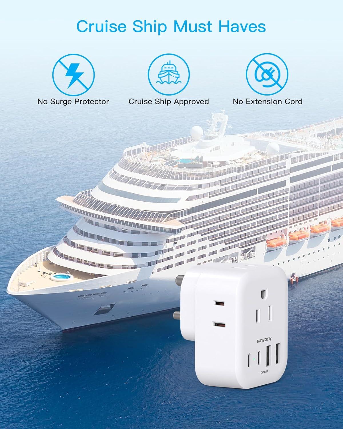 image2 Pack US to India Plug Adapter HANYCONY Type D Travel Plug Adapter with 4 Outlets 4 USB Charger 2 USB C Ports India Power Adapter for USA to India Bangladesh Maldives Pakistan Nepal SudanType D  India Maldives