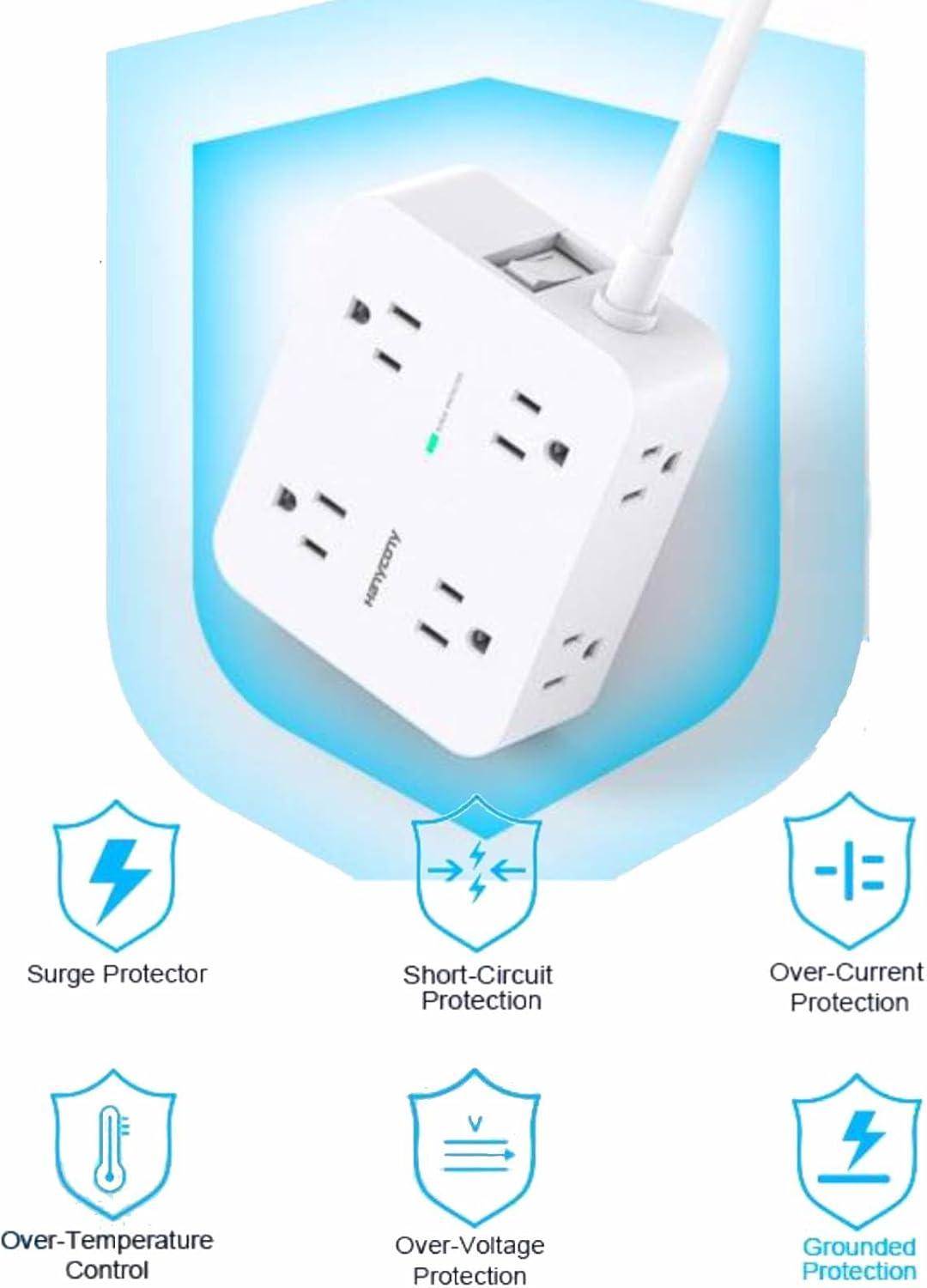 imageExtension Cord 15 Ft Power Strip with 4 USB Ports2 USB C HANYCONY 8 Surge Protector Outlets with Flat Plug Wall Mount Desk for Home Office College Dorm Room Essentials5Ft