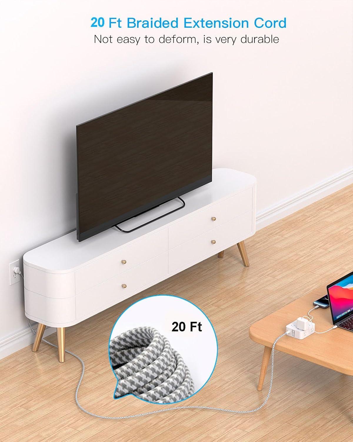 imageExtension Cord 6 Ft HANYCONY Surge Protector Power Strip Long Cord 8 Outlets 4 USB Ports2 USB C Wall Mount 1080J Surge Protection Desk Charging Station for for Home Office Dorm Room EssentialsWhite