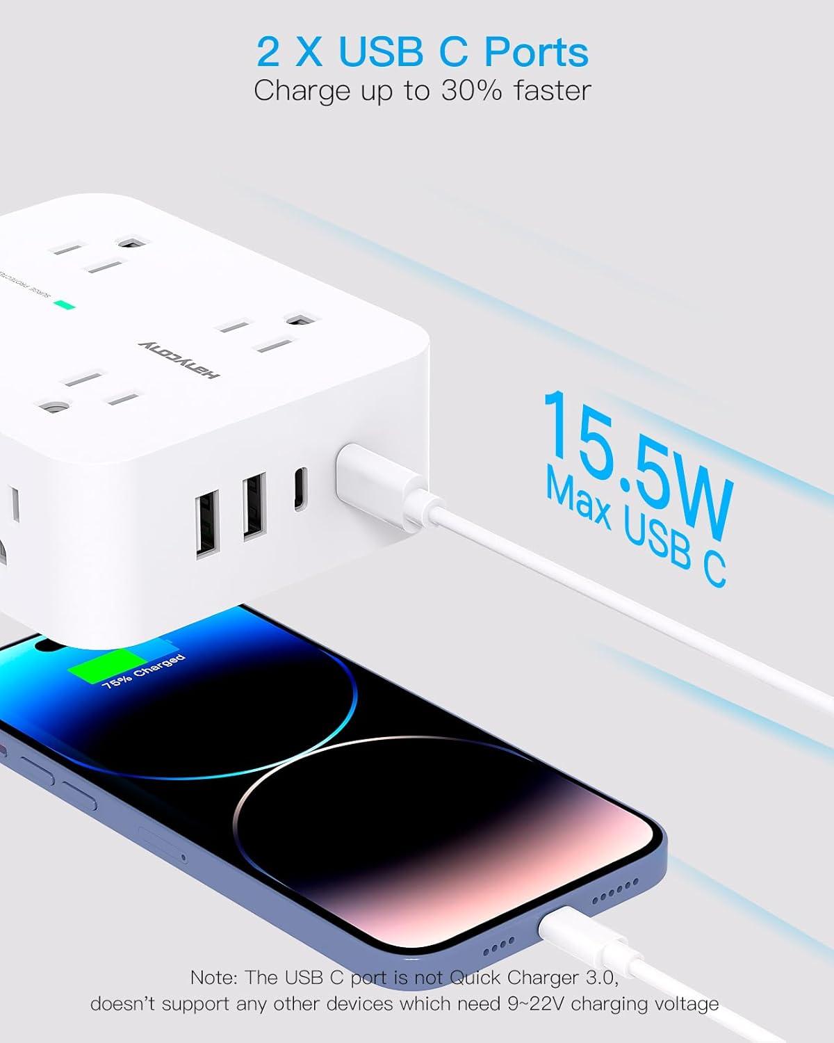 imageExtension Cord 6 Ft HANYCONY Surge Protector Power Strip Long Cord 8 Outlets 4 USB Ports2 USB C Wall Mount 1080J Surge Protection Desk Charging Station for for Home Office Dorm Room EssentialsWhite