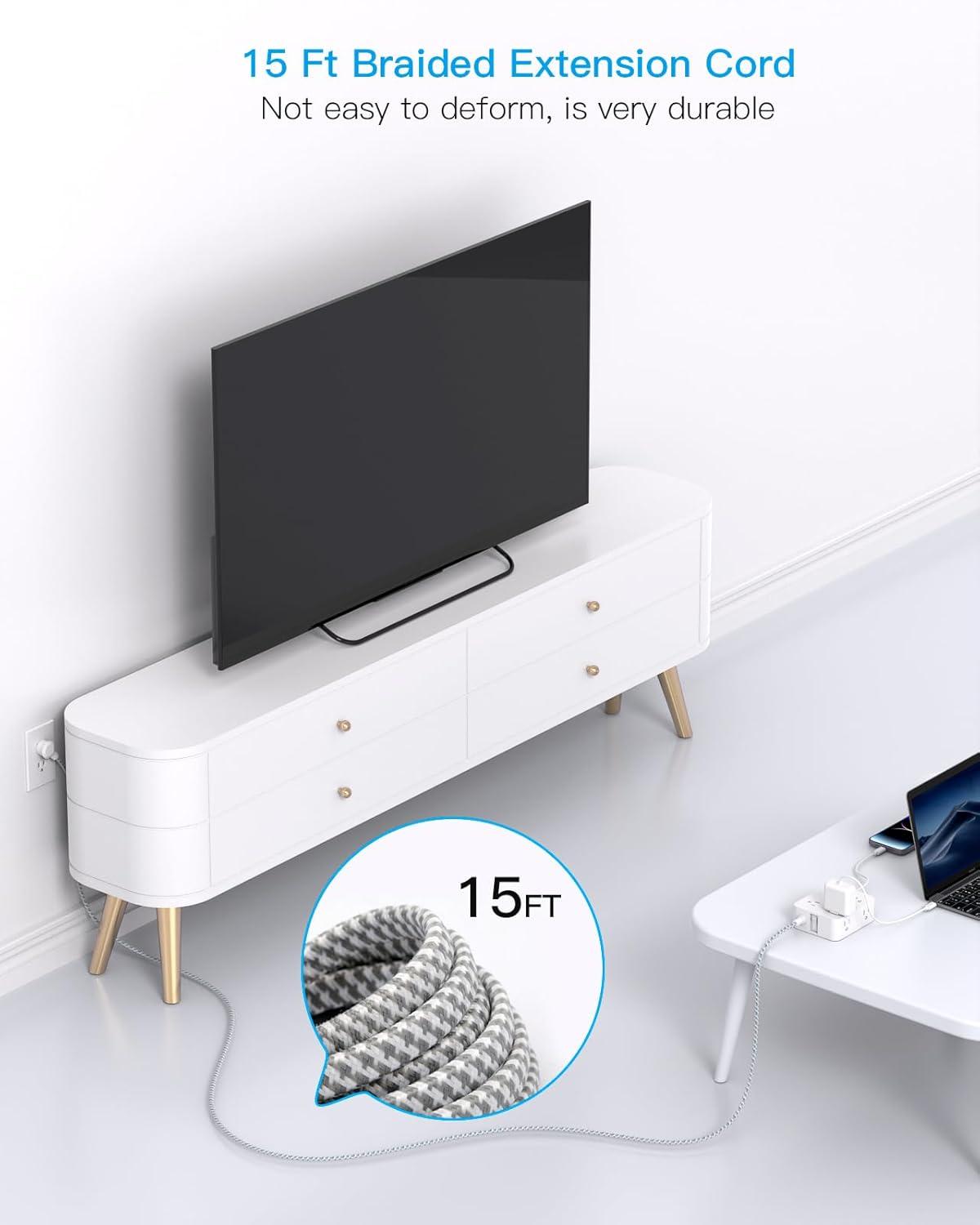 imageExtension Cord 6 Ft HANYCONY Surge Protector Power Strip Long Cord 8 Outlets 4 USB Ports2 USB C Wall Mount 1080J Surge Protection Desk Charging Station for for Home Office Dorm Room EssentialsWhite