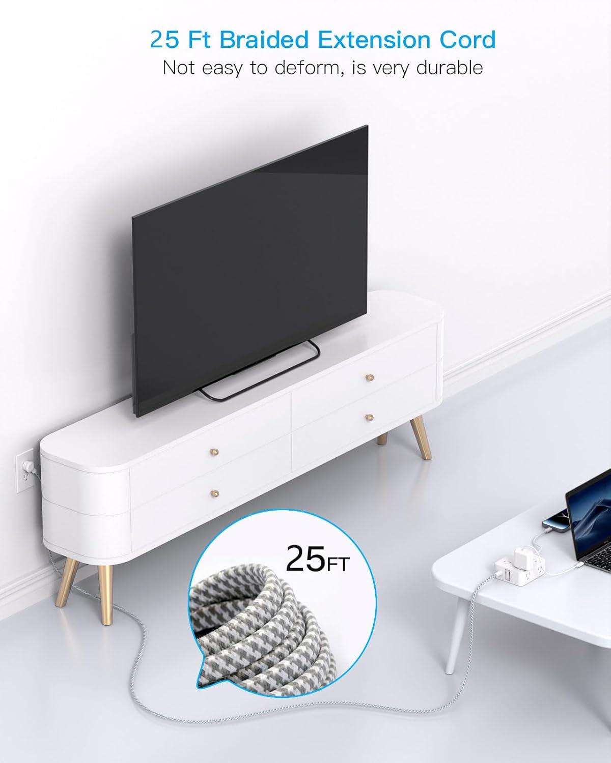 imageExtension Cord 6 Ft HANYCONY Surge Protector Power Strip Long Cord 8 Outlets 4 USB Ports2 USB C Wall Mount 1080J Surge Protection Desk Charging Station for for Home Office Dorm Room EssentialsWhite