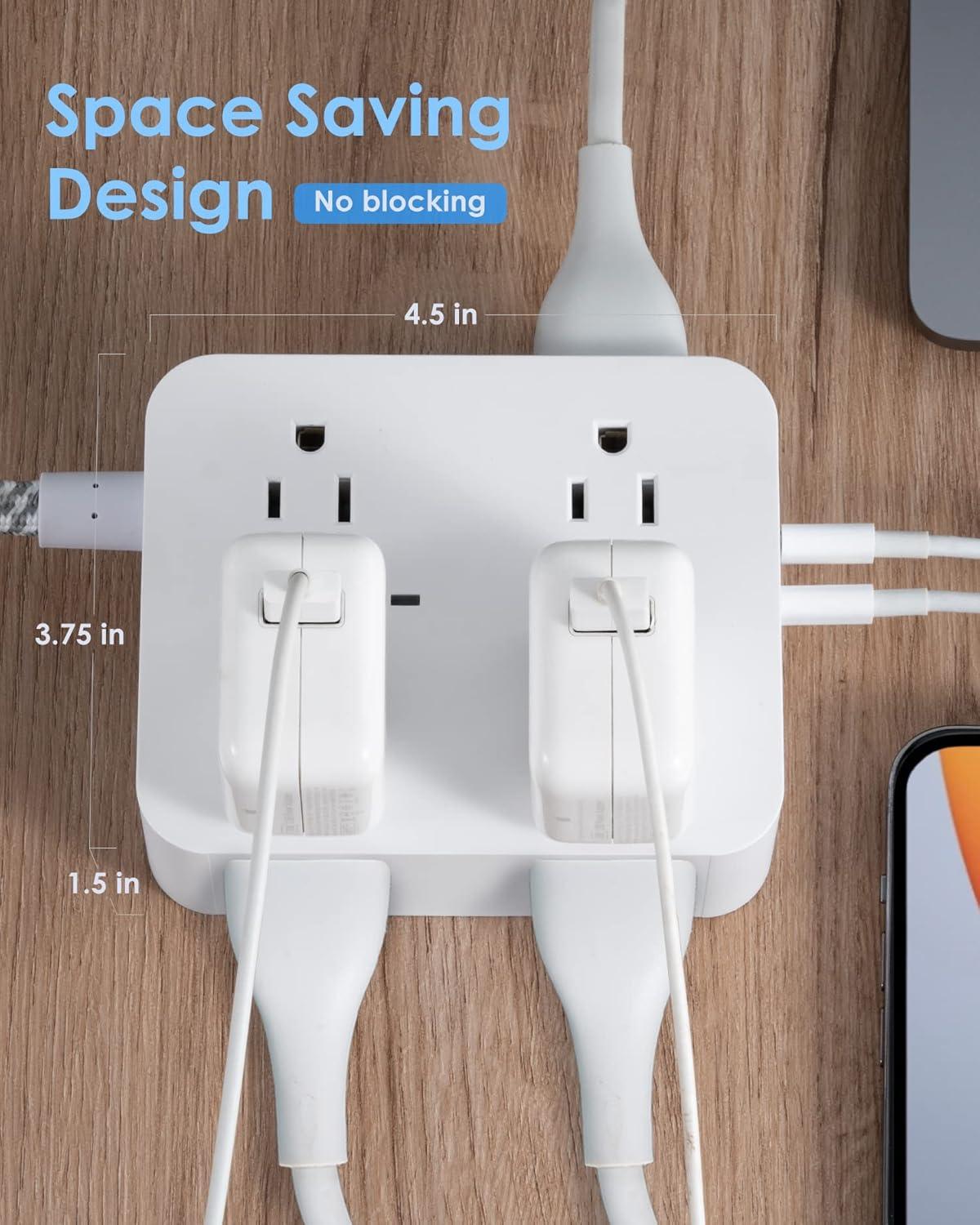 imageExtension Cord 6 Ft HANYCONY Surge Protector Power Strip Long Cord 8 Outlets 4 USB Ports2 USB C Wall Mount 1080J Surge Protection Desk Charging Station for for Home Office Dorm Room EssentialsWhite