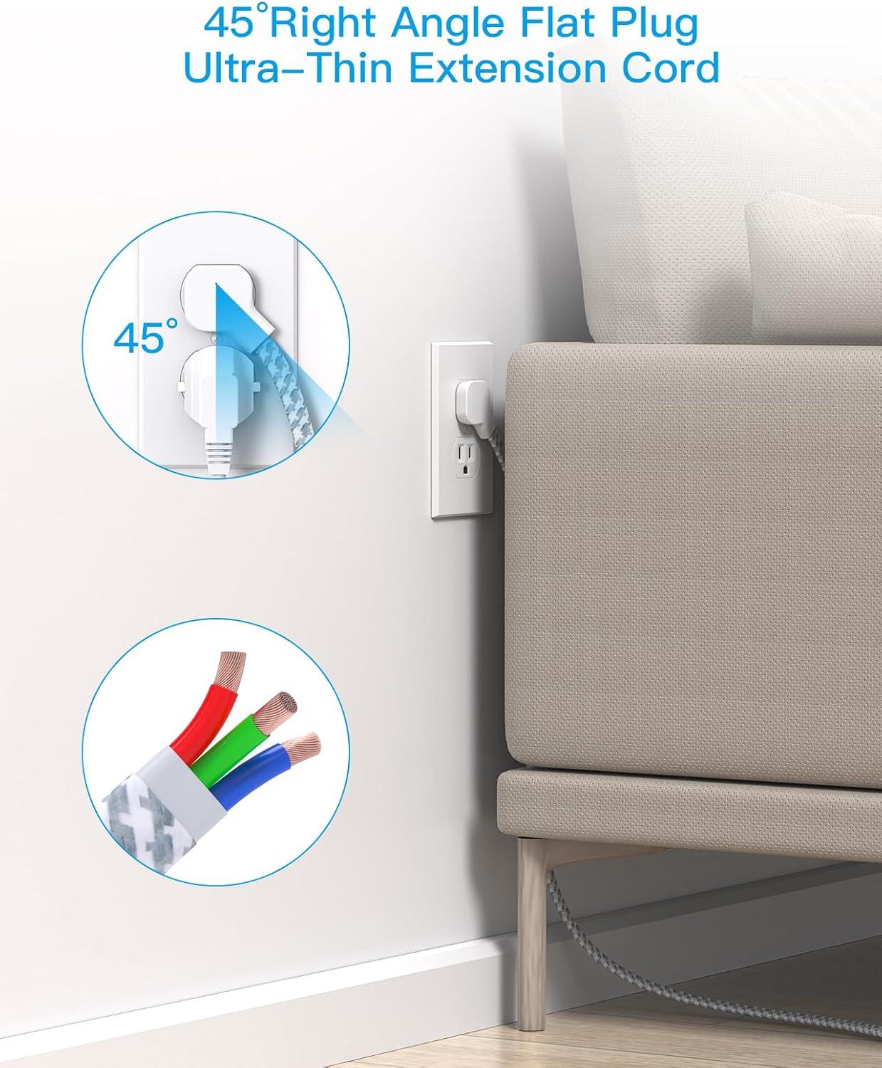 imageFlat Plug Power Strip HANYCONY Ultra Thin Extension Cord 6 Outlets 3 USB Ports2 USB C 5ft Multiple Outlet Extender with Wall Mount No Surge Protector for Dorm Room Cruise Travel EssentialsWhite