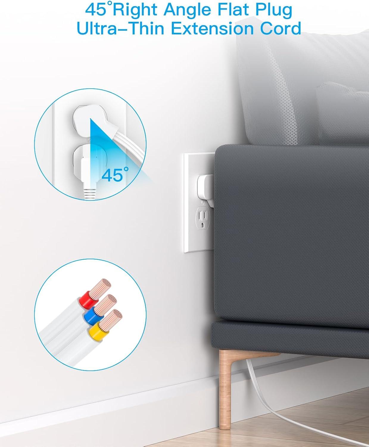 imageFlat Plug Power Strip HANYCONY Ultra Thin Extension Cord 6 Outlets 3 USB Ports2 USB C 5ft Multiple Outlet Extender with Wall Mount No Surge Protector for Dorm Room Cruise Travel EssentialsWhite