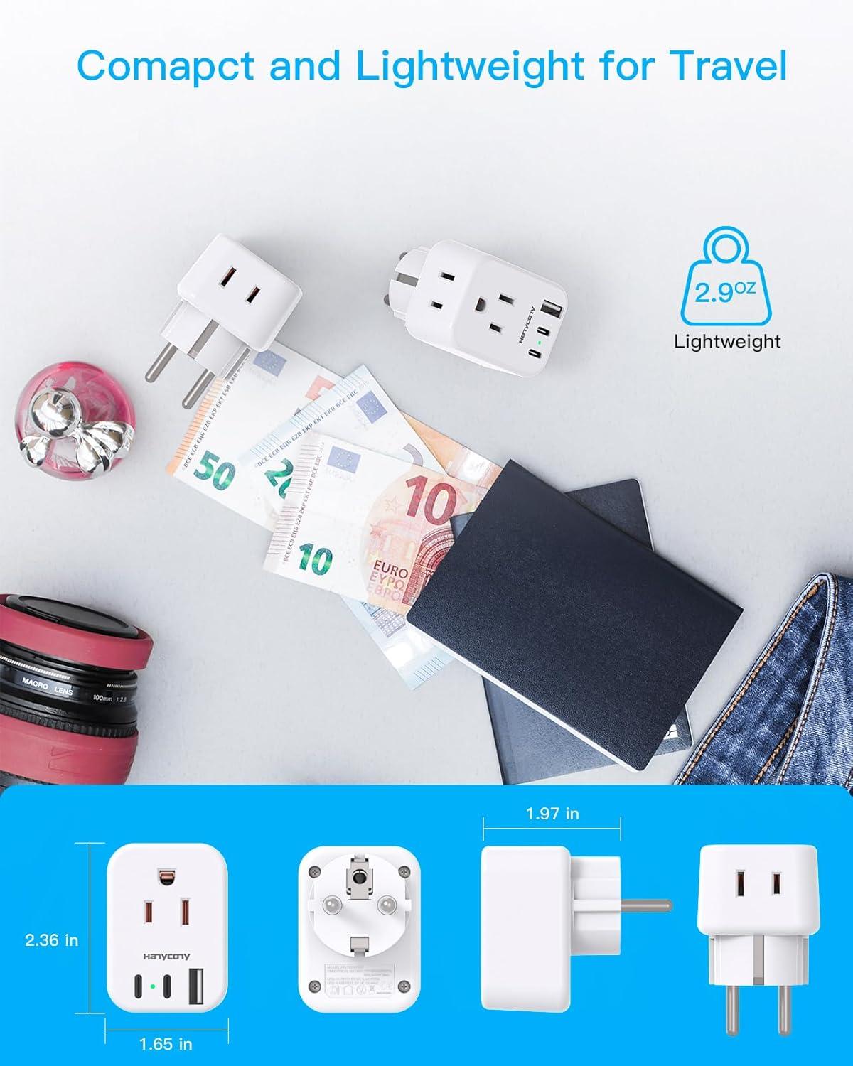 imageUS to Japan Plug Adapter HANYCONY Japan Power Travel Adpter with 2 Outlets 3 USB Ports2 USB C Type A Plug Adapter for Amercian USA to Japanese China Canada Mexico Philippines PeruType EF  Germany France