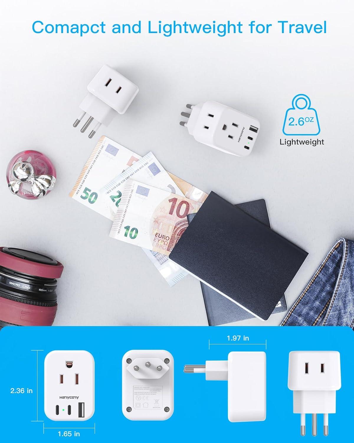 imageUS to Japan Plug Adapter HANYCONY Japan Power Travel Adpter with 2 Outlets 3 USB Ports2 USB C Type A Plug Adapter for Amercian USA to Japanese China Canada Mexico Philippines PeruType N  Brazil