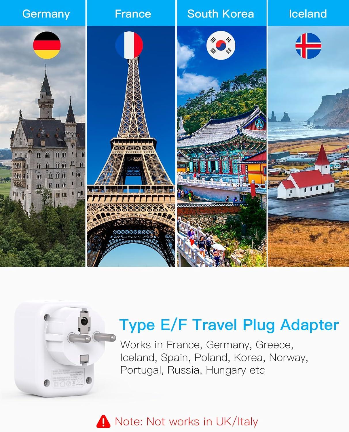 imageUS to Japan Plug Adapter HANYCONY Japan Power Travel Adpter with 2 Outlets 3 USB Ports2 USB C Type A Plug Adapter for Amercian USA to Japanese China Canada Mexico Philippines PeruType EF  Germany France