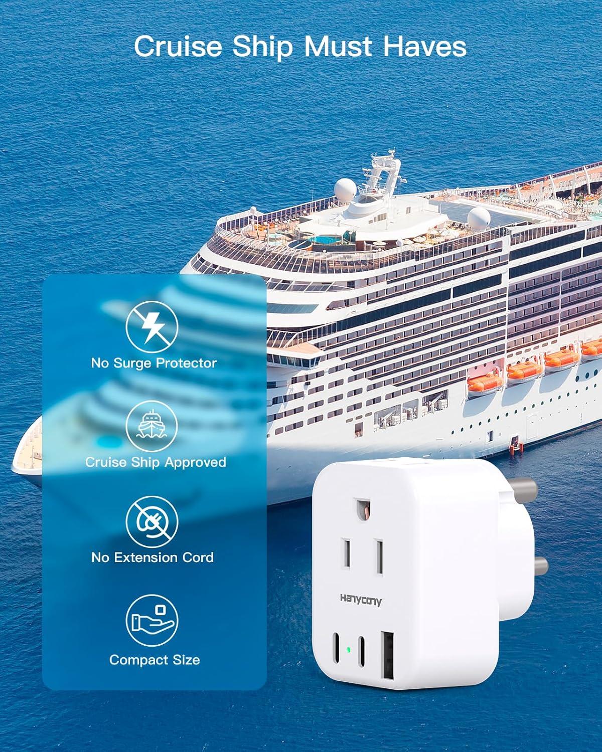 imageUS to Japan Plug Adapter HANYCONY Japan Power Travel Adpter with 2 Outlets 3 USB Ports2 USB C Type A Plug Adapter for Amercian USA to Japanese China Canada Mexico Philippines PeruType D  India Maldives