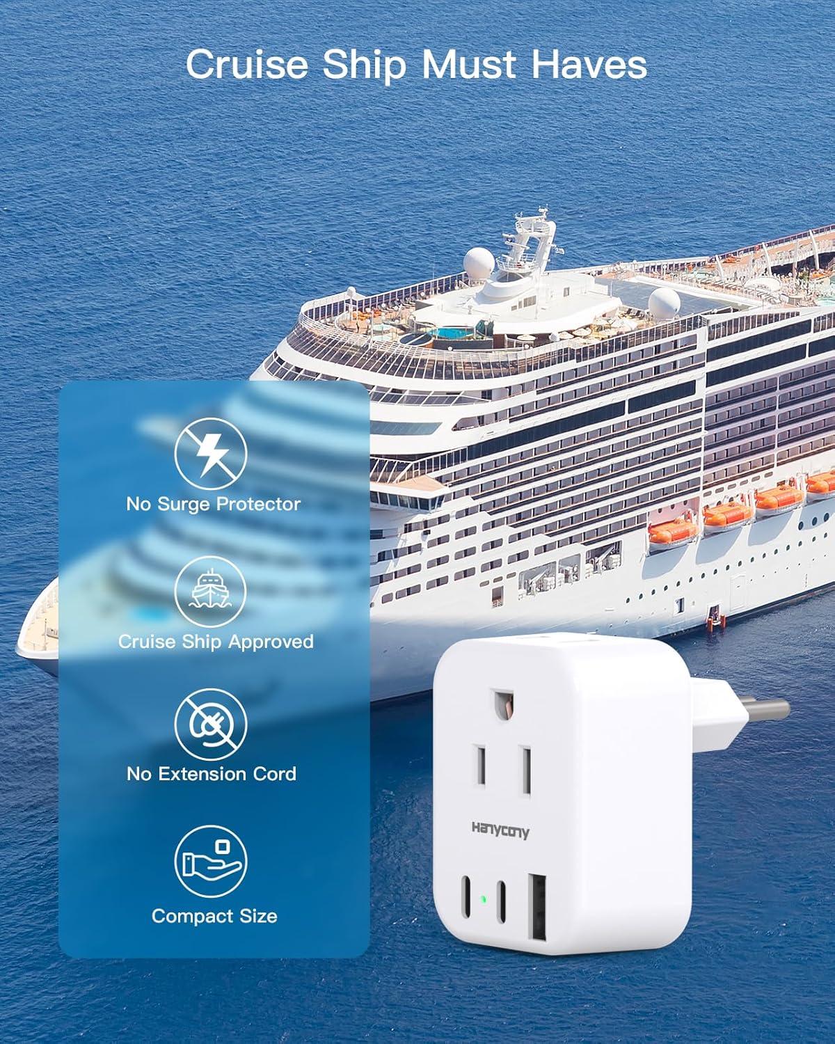 imageUS to Japan Plug Adapter HANYCONY Japan Power Travel Adpter with 2 Outlets 3 USB Ports2 USB C Type A Plug Adapter for Amercian USA to Japanese China Canada Mexico Philippines PeruType L  Italy Chile