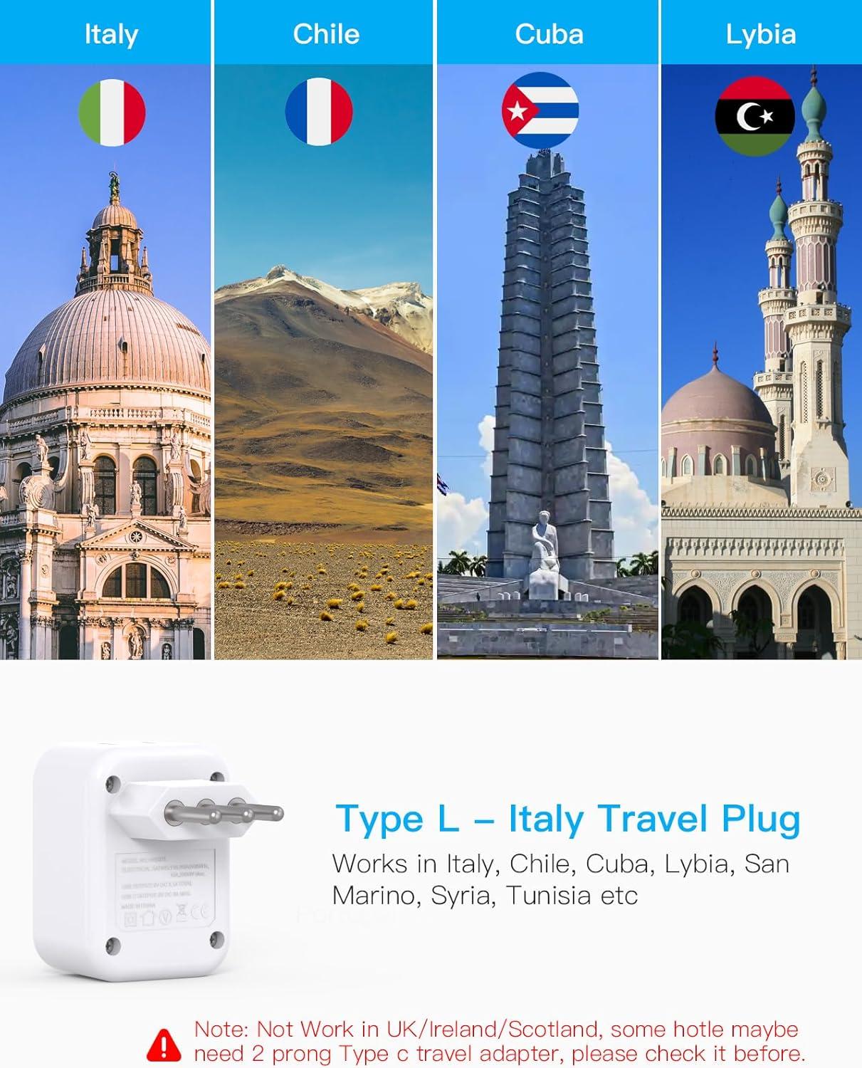 imageUS to Japan Plug Adapter HANYCONY Japan Power Travel Adpter with 2 Outlets 3 USB Ports2 USB C Type A Plug Adapter for Amercian USA to Japanese China Canada Mexico Philippines PeruType L  Italy Chile