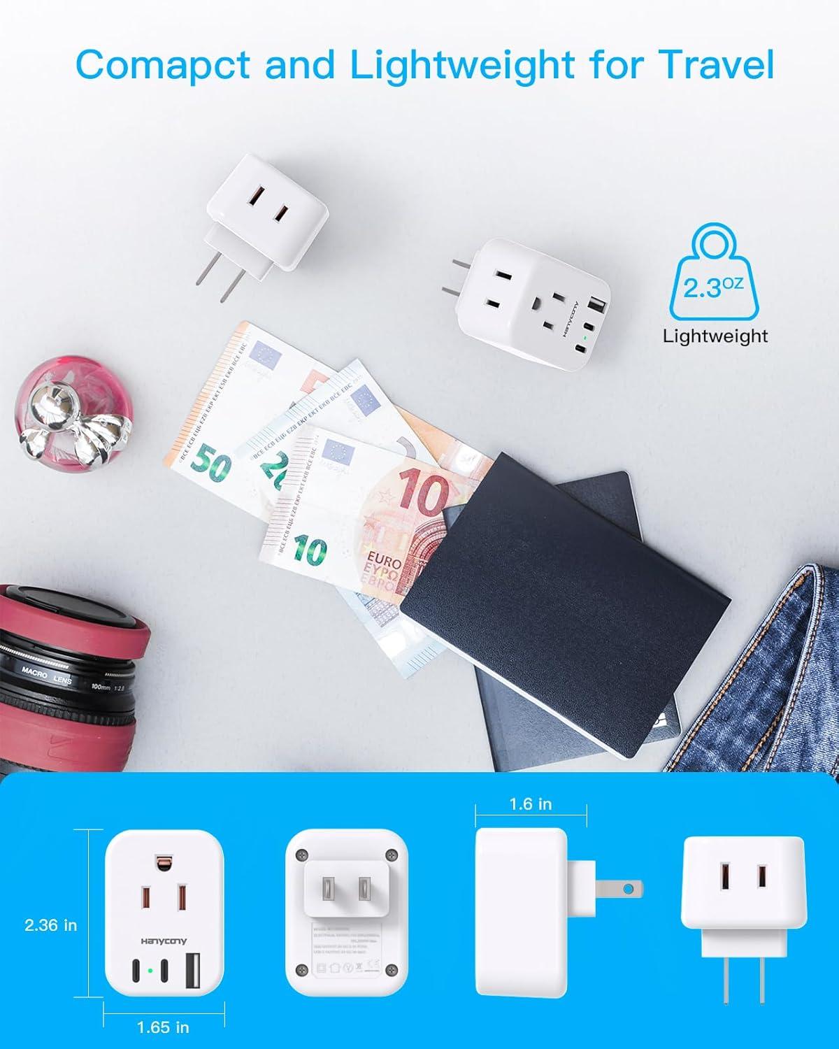 imageUS to Japan Plug Adapter HANYCONY Japan Power Travel Adpter with 2 Outlets 3 USB Ports2 USB C Type A Plug Adapter for Amercian USA to Japanese China Canada Mexico Philippines PeruType A  Japan USA China