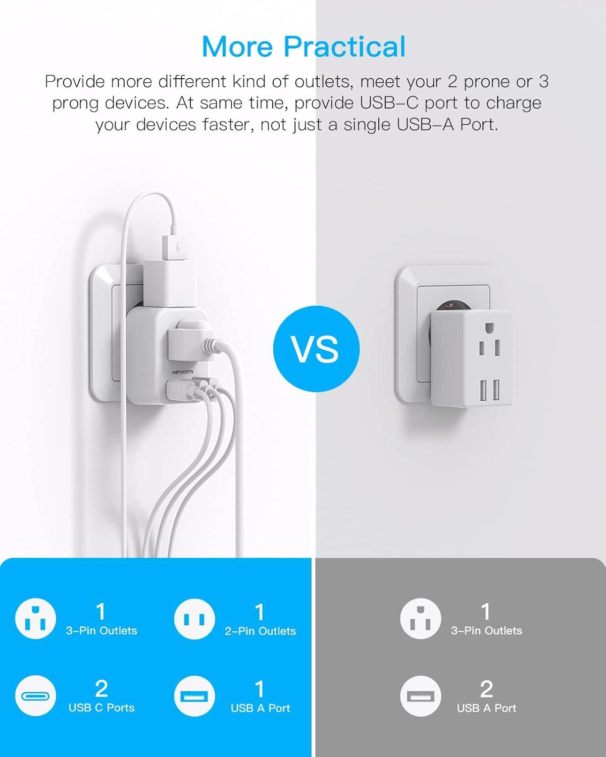 imageUS to Japan Plug Adapter HANYCONY Japan Power Travel Adpter with 2 Outlets 3 USB Ports2 USB C Type A Plug Adapter for Amercian USA to Japanese China Canada Mexico Philippines PeruType C  Most of Europe2 Pack