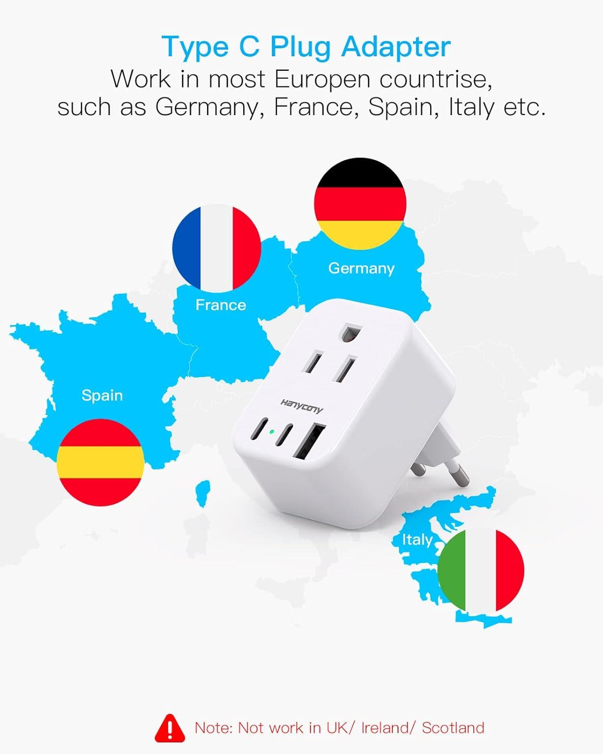 imageUS to Japan Plug Adapter HANYCONY Japan Power Travel Adpter with 2 Outlets 3 USB Ports2 USB C Type A Plug Adapter for Amercian USA to Japanese China Canada Mexico Philippines PeruType C  Most of Europe2 Pack