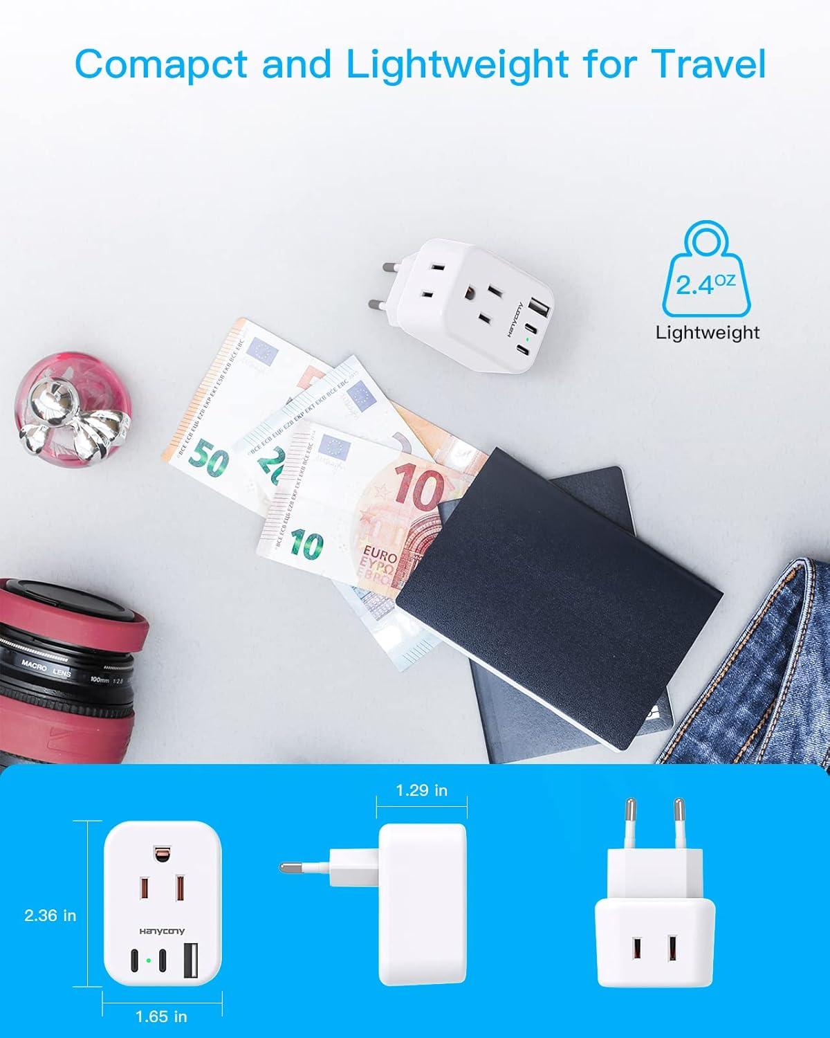 imageUS to Japan Plug Adapter HANYCONY Japan Power Travel Adpter with 2 Outlets 3 USB Ports2 USB C Type A Plug Adapter for Amercian USA to Japanese China Canada Mexico Philippines PeruType C  Most of Europe2 Pack