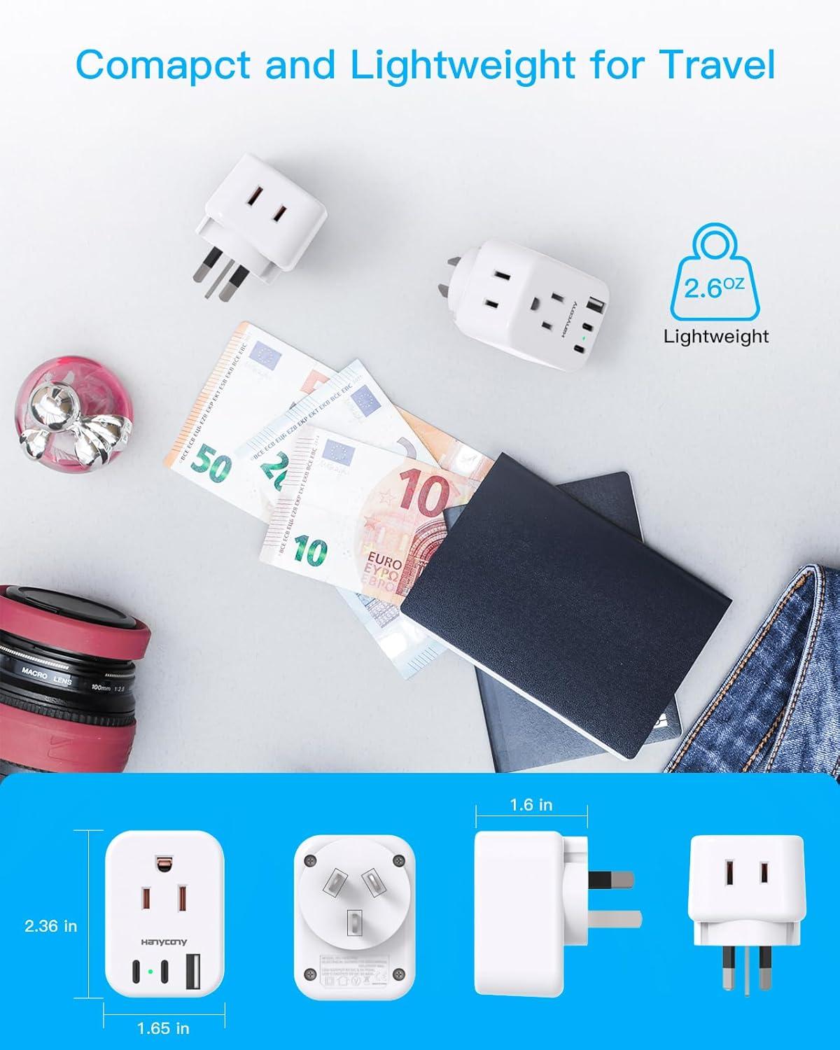 imageUS to Japan Plug Adapter HANYCONY Japan Power Travel Adpter with 2 Outlets 3 USB Ports2 USB C Type A Plug Adapter for Amercian USA to Japanese China Canada Mexico Philippines PeruType I  Australia China
