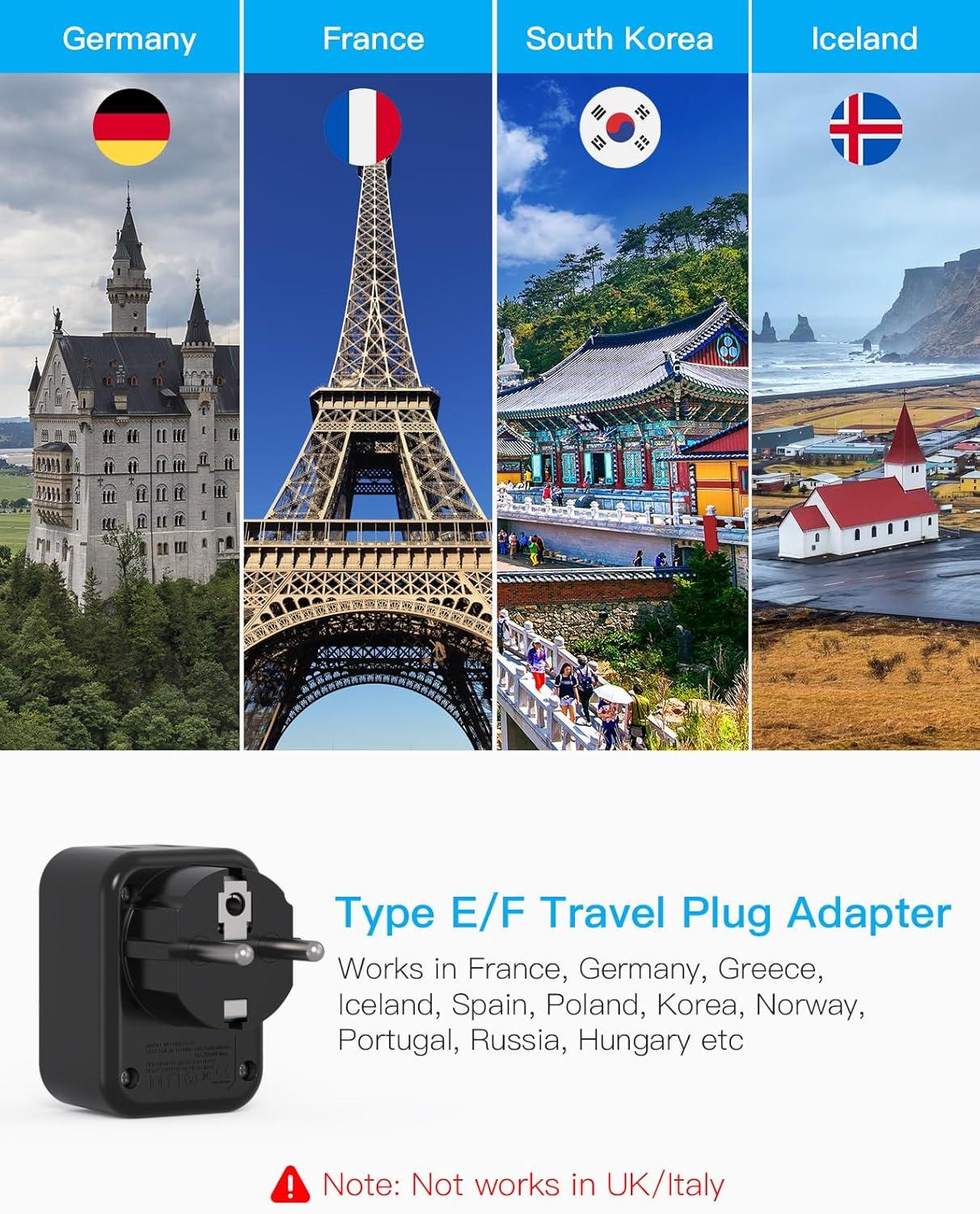 imageUS to Japan Plug Adapter HANYCONY Japan Power Travel Adpter with 2 Outlets 3 USB Ports2 USB C Type A Plug Adapter for Amercian USA to Japanese China Canada Mexico Philippines PeruType EF  Germany FranceBlack