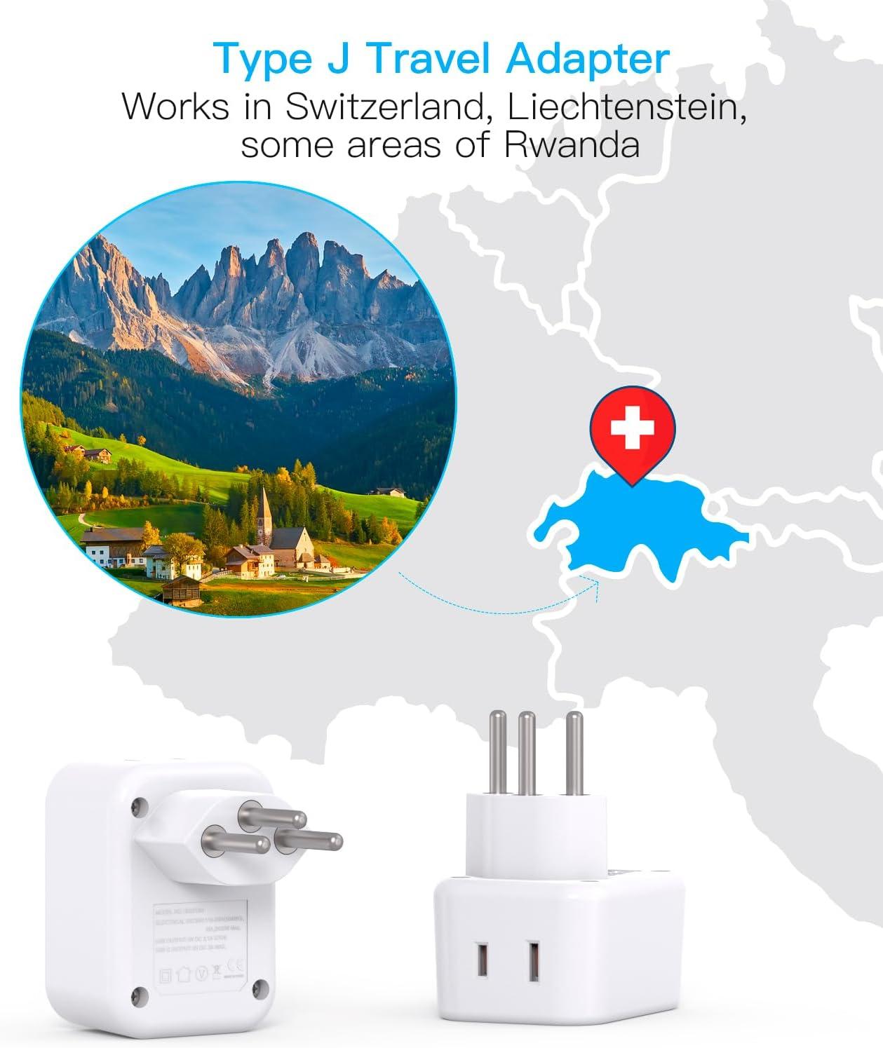 imageUS to Japan Plug Adapter HANYCONY Japan Power Travel Adpter with 2 Outlets 3 USB Ports2 USB C Type A Plug Adapter for Amercian USA to Japanese China Canada Mexico Philippines PeruType J  Switzerland