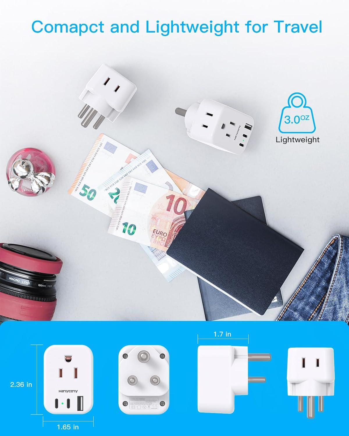imageUS to Japan Plug Adapter HANYCONY Japan Power Travel Adpter with 2 Outlets 3 USB Ports2 USB C Type A Plug Adapter for Amercian USA to Japanese China Canada Mexico Philippines PeruType M  South Africa