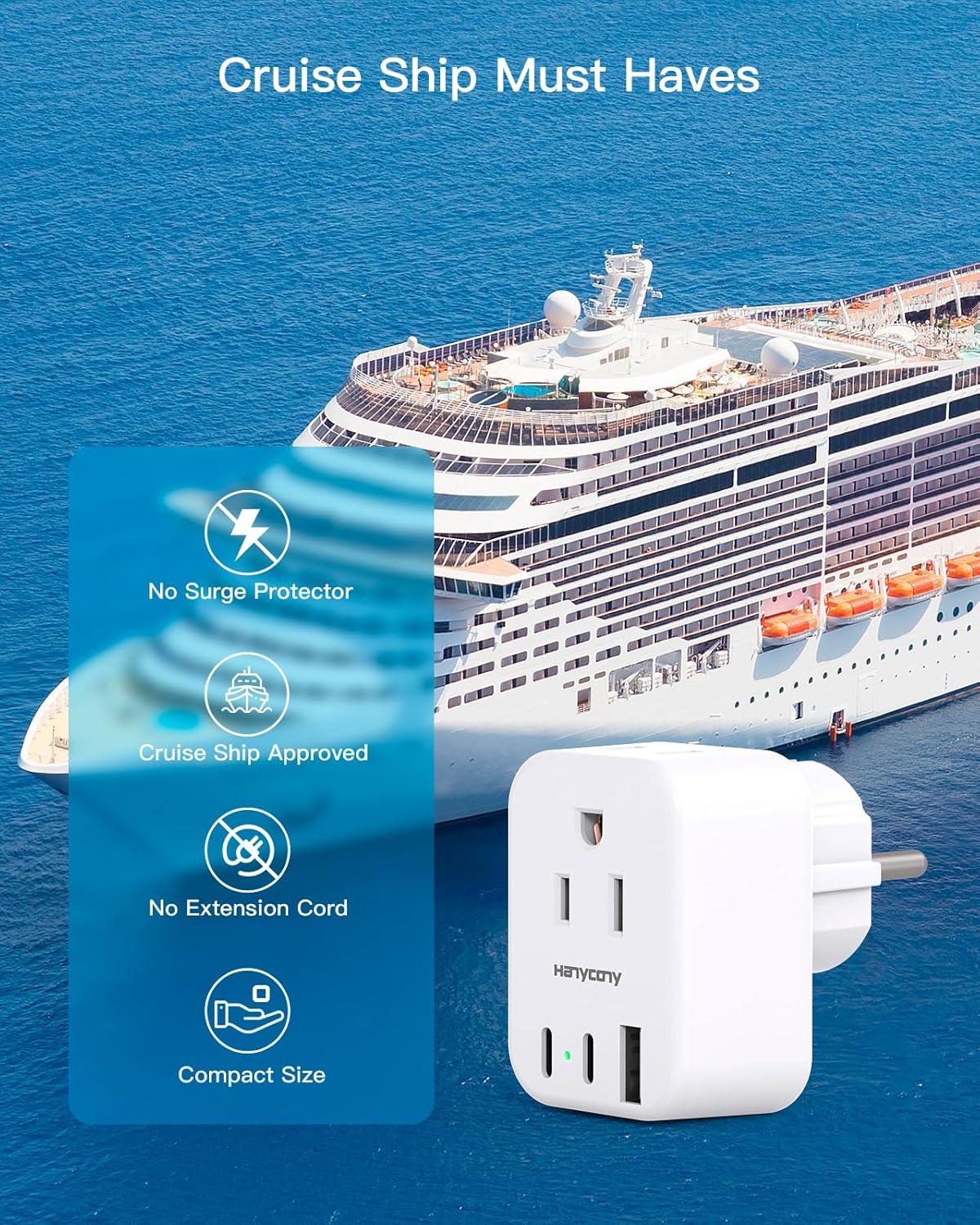 imageUS to Japan Plug Adapter HANYCONY Japan Power Travel Adpter with 2 Outlets 3 USB Ports2 USB C Type A Plug Adapter for Amercian USA to Japanese China Canada Mexico Philippines PeruType EF  Germany France