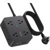 image10 Ft Power Strip Long Cord HANYCONY Extension Cord Surge Protector with Flat Plug 8 Outlets 4 USB Charging Station2 USB C Wall Multiple Plug Outlet Extender for Home Office Desk10Ft