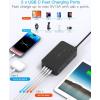imageExtension Cord 10 Ft HANYCONY Surge Protector with 12 Outlets 4 USB Ports 2USB C Large Desk Power Strip with Long Cord Flat Plug Wall Mount for Office Home College Dorm Room Essentials WhiteBlack
