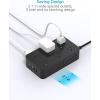imageExtension Cord 10 Ft HANYCONY Surge Protector with 12 Outlets 4 USB Ports 2USB C Large Desk Power Strip with Long Cord Flat Plug Wall Mount for Office Home College Dorm Room Essentials WhiteBlack