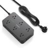 imageExtension Cord 10 Ft HANYCONY Surge Protector with 12 Outlets 4 USB Ports 2USB C Large Desk Power Strip with Long Cord Flat Plug Wall Mount for Office Home College Dorm Room Essentials WhiteBlack