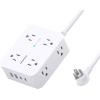 imageExtension Cord 15 Ft Power Strip with 4 USB Ports2 USB C HANYCONY 8 Surge Protector Outlets with Flat Plug Wall Mount Desk for Home Office College Dorm Room Essentials5Ft