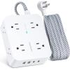 imageExtension Cord 6 Ft HANYCONY Surge Protector Power Strip Long Cord 8 Outlets 4 USB Ports2 USB C Wall Mount 1080J Surge Protection Desk Charging Station for for Home Office Dorm Room EssentialsWhite
