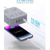 imageExtension Cord 6 Ft HANYCONY Surge Protector Power Strip Long Cord 8 Outlets 4 USB Ports2 USB C Wall Mount 1080J Surge Protection Desk Charging Station for for Home Office Dorm Room EssentialsGray