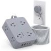 imageExtension Cord 6 Ft HANYCONY Surge Protector Power Strip Long Cord 8 Outlets 4 USB Ports2 USB C Wall Mount 1080J Surge Protection Desk Charging Station for for Home Office Dorm Room EssentialsGray