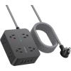 imageExtension Cord 6 Ft HANYCONY Surge Protector Power Strip Long Cord 8 Outlets 4 USB Ports2 USB C Wall Mount 1080J Surge Protection Desk Charging Station for for Home Office Dorm Room EssentialsBlack