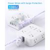 imageExtension Cord 6 Ft HANYCONY Surge Protector Power Strip Long Cord 8 Outlets 4 USB Ports2 USB C Wall Mount 1080J Surge Protection Desk Charging Station for for Home Office Dorm Room EssentialsWhitePD 30W
