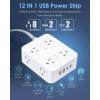 imageExtension Cord 6 Ft HANYCONY Surge Protector Power Strip Long Cord 8 Outlets 4 USB Ports2 USB C Wall Mount 1080J Surge Protection Desk Charging Station for for Home Office Dorm Room EssentialsWhite