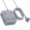 imageExtension Cord 6 Ft HANYCONY Surge Protector Power Strip Long Cord 8 Outlets 4 USB Ports2 USB C Wall Mount 1080J Surge Protection Desk Charging Station for for Home Office Dorm Room EssentialsGray