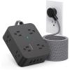 imageExtension Cord 6 Ft HANYCONY Surge Protector Power Strip Long Cord 8 Outlets 4 USB Ports2 USB C Wall Mount 1080J Surge Protection Desk Charging Station for for Home Office Dorm Room EssentialsBlack
