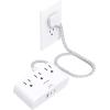 imageFlat Extension Cord 10 Ft HANYCONY Ultra Thin Flat Plug Power Strip 3 Outlets 3 USB Ports2 USB C Desk Charging Station Power Strip with No Surge Protector for Cruise Ship Dorm Room EssentialsWhite