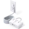 imageFlat Extension Cord 10 Ft HANYCONY Ultra Thin Flat Plug Power Strip 3 Outlets 3 USB Ports2 USB C Desk Charging Station Power Strip with No Surge Protector for Cruise Ship Dorm Room EssentialsWhite