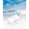 imageFlat Extension Cord 10 Ft HANYCONY Ultra Thin Flat Plug Power Strip 3 Outlets 3 USB Ports2 USB C Desk Charging Station Power Strip with No Surge Protector for Cruise Ship Dorm Room EssentialsWhite