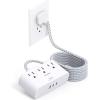 imageFlat Extension Cord 10 Ft HANYCONY Ultra Thin Flat Plug Power Strip 3 Outlets 3 USB Ports2 USB C Desk Charging Station Power Strip with No Surge Protector for Cruise Ship Dorm Room EssentialsWhite