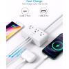 imageFlat Extension Cord 10 Ft HANYCONY Ultra Thin Flat Plug Power Strip 3 Outlets 3 USB Ports2 USB C Desk Charging Station Power Strip with No Surge Protector for Cruise Ship Dorm Room EssentialsWhite
