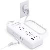 imageFlat Plug Power Strip HANYCONY Ultra Thin Extension Cord 6 Outlets 3 USB Ports2 USB C 5ft Multiple Outlet Extender with Wall Mount No Surge Protector for Dorm Room Cruise Travel EssentialsWhite
