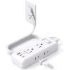 imageFlat Plug Power Strip HANYCONY Ultra Thin Extension Cord 6 Outlets 3 USB Ports2 USB C 5ft Multiple Outlet Extender with Wall Mount No Surge Protector for Dorm Room Cruise Travel EssentialsWhite