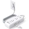 imageFlat Plug Power Strip HANYCONY Ultra Thin Extension Cord 6 Outlets 3 USB Ports2 USB C 5ft Multiple Outlet Extender with Wall Mount No Surge Protector for Dorm Room Cruise Travel EssentialsWhite